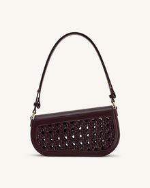 Addisyn Cutout Woven Shoulder Bag - Burgundy