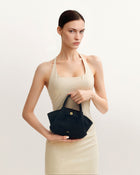 Hana Mini Faux Suede Tote Bag - Black