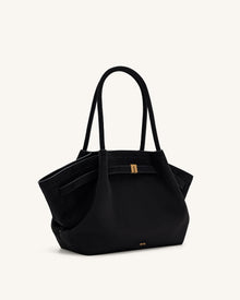 Hana Medium Faux Suede Tote Bag - Black