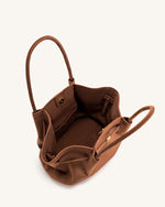 Hana Medium Faux Suede Tote Bag - Brown