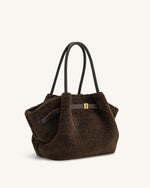 Hana Medium Faux Fur Tote Bag - Mocha Brown