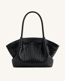 Hana Large Weave Texture Tote Bag - Black