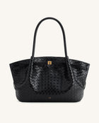 Hana Large Weave Texture Tote Bag - Black