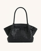 Hana Large Weave Texture Tote Bag - Black