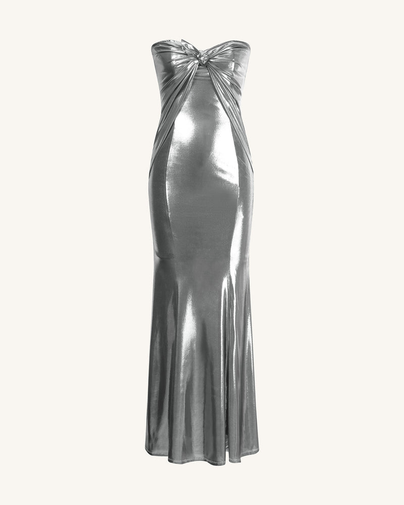 Olivia Silver Maxi Tube Dress - Silver