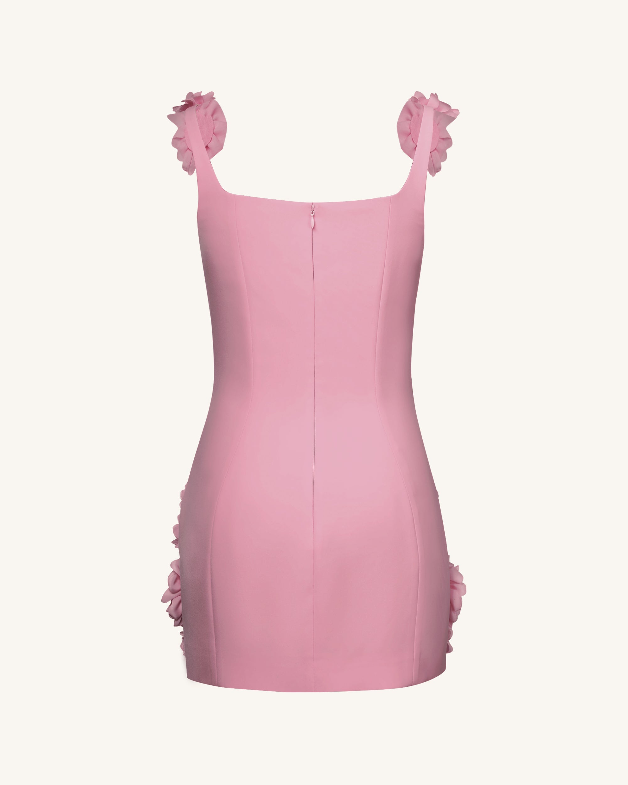 Elaina Pink Rosette Applique Mini Dress-Pink - JW PEI