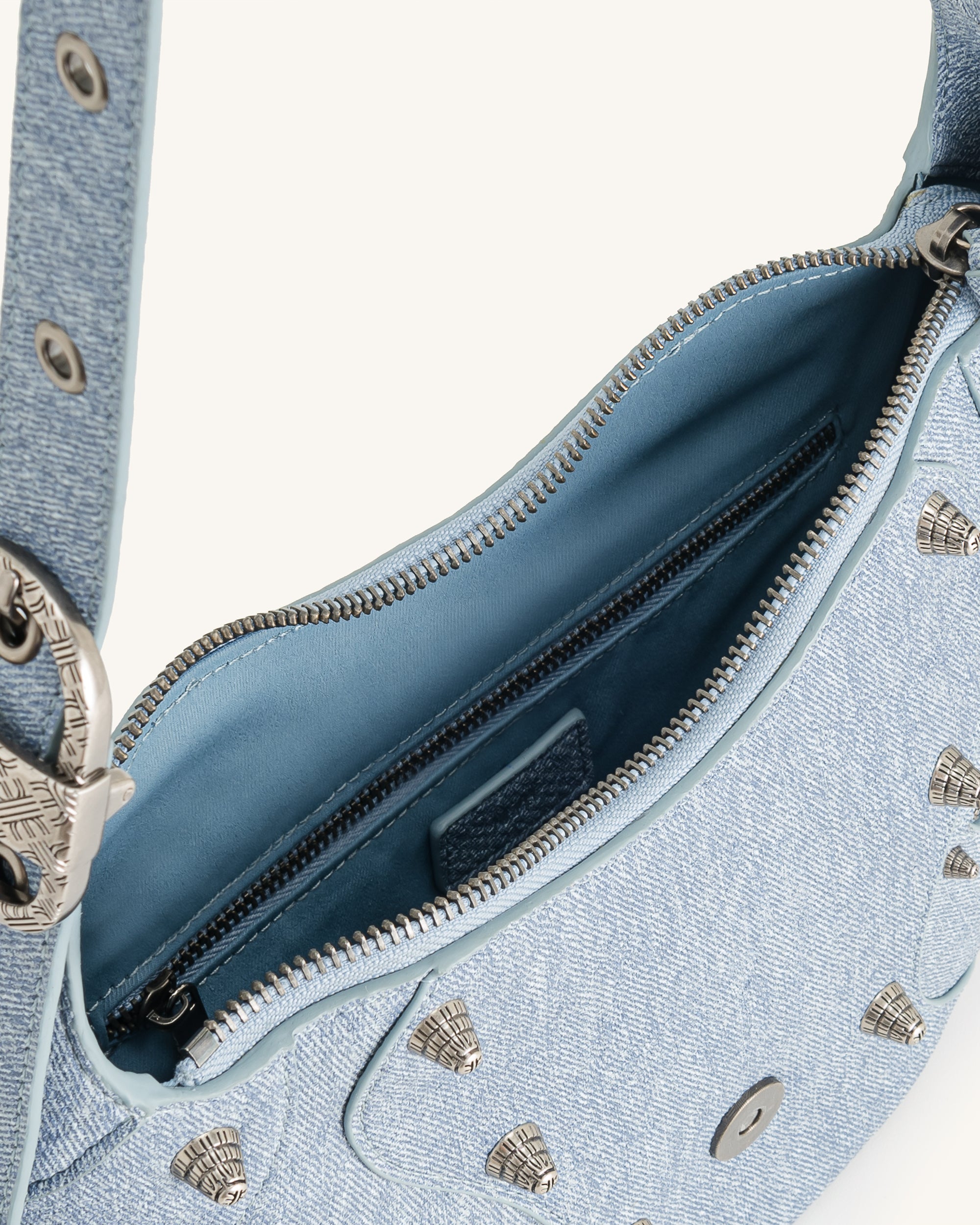 Tessa Denim Embossed Shoulder bag - Blue - JW PEI