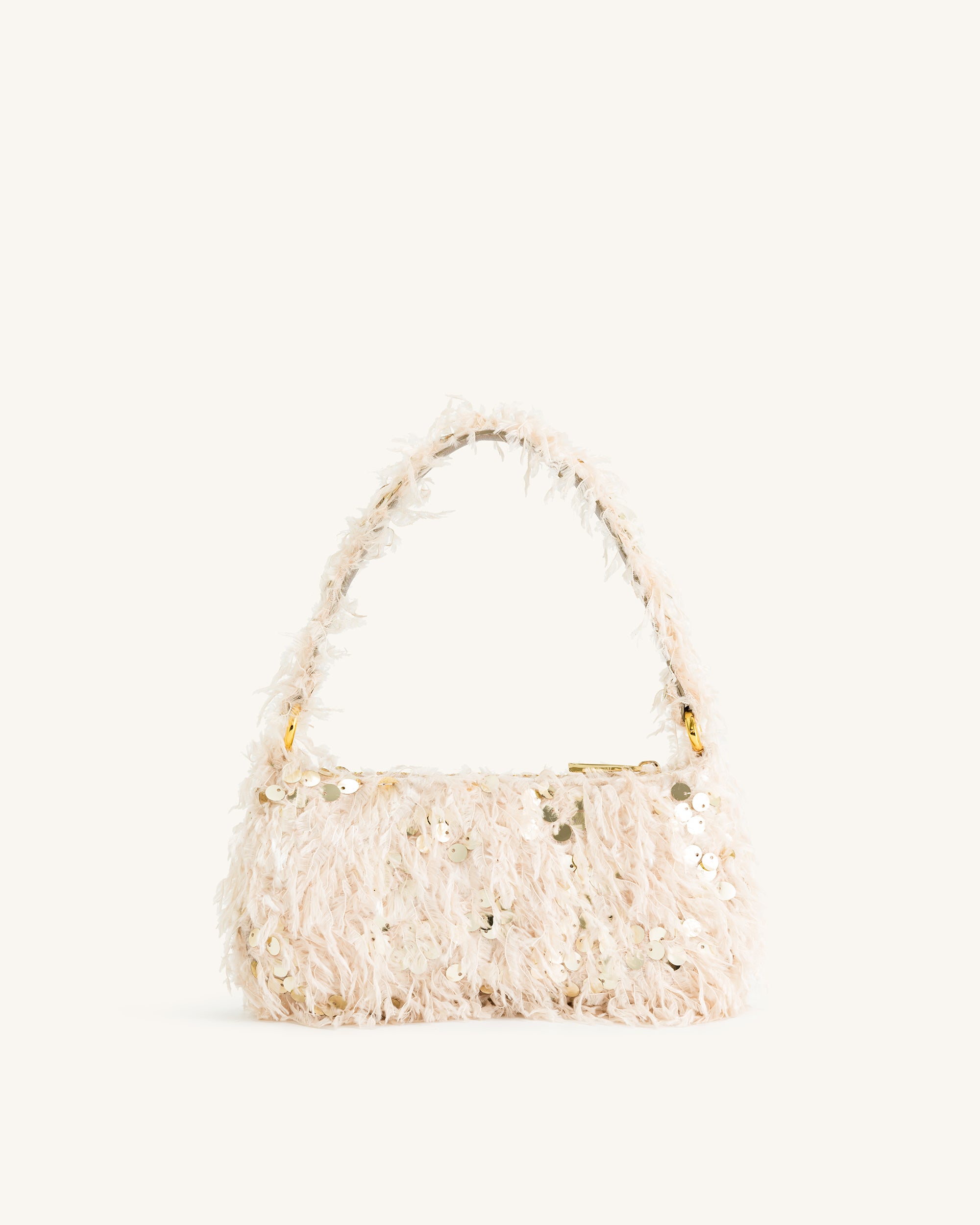 Eva Faux Fur And Sequin Mini Shoulder Bag - Beige - JW PEI