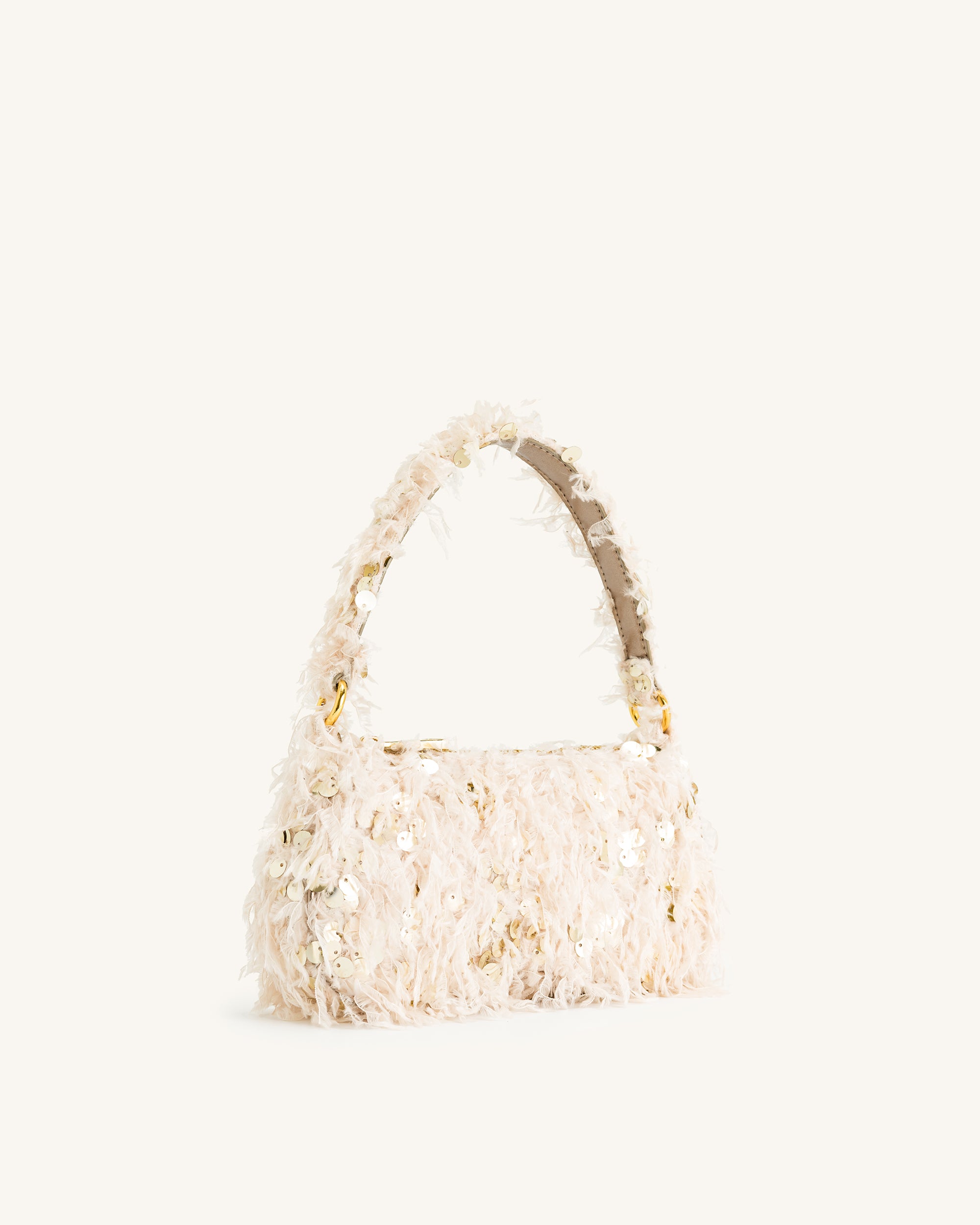 Eva Faux Fur And Sequin Mini Shoulder Bag - Beige - JW PEI