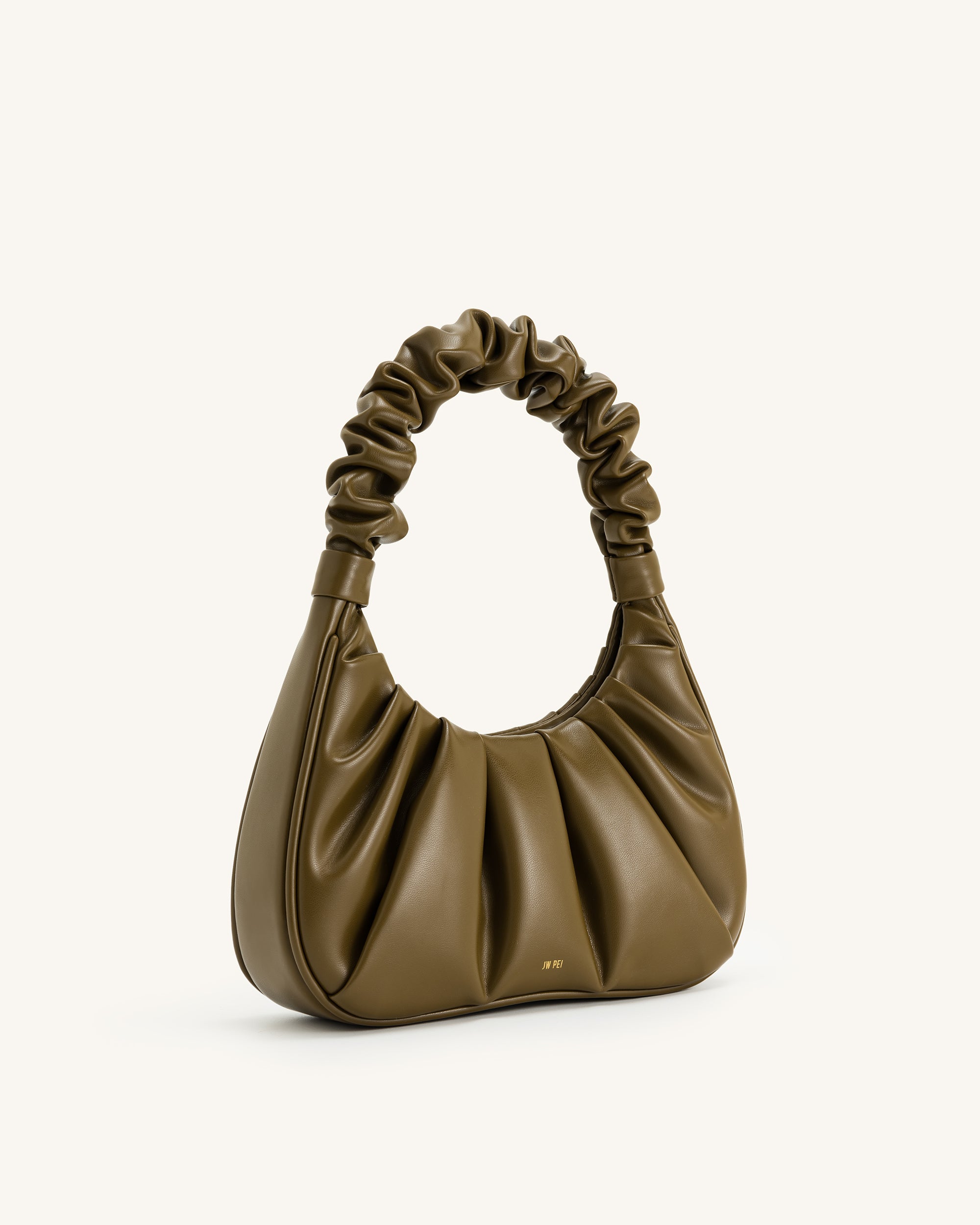 Gabbi Ruched Hobo Handbag - Dark Olive - JW PEI