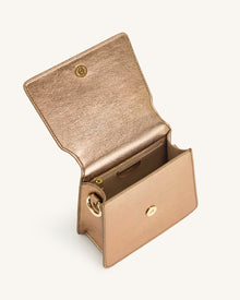 FAE Metallic Top Handle Crossbody - Ancient Gold Lizard