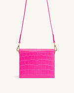 Mini Flap Crossbody - Hot Pink Croc