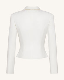 Sculpted Waist Cropped Blazer - White