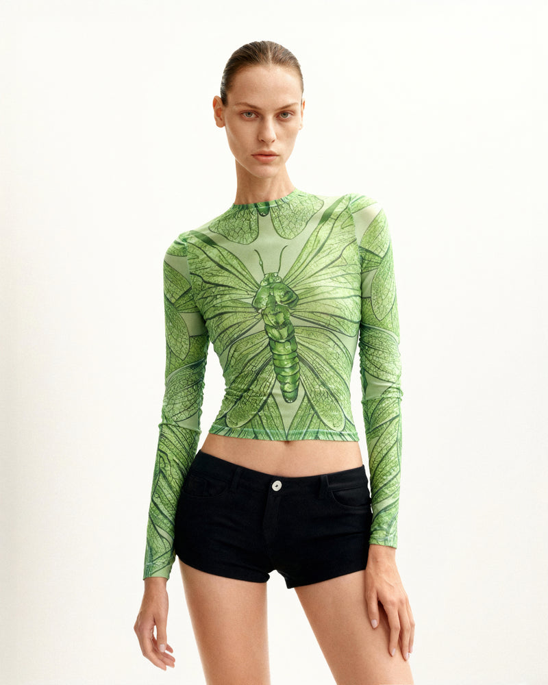 Dragonfly Vein Sheer Top - Green