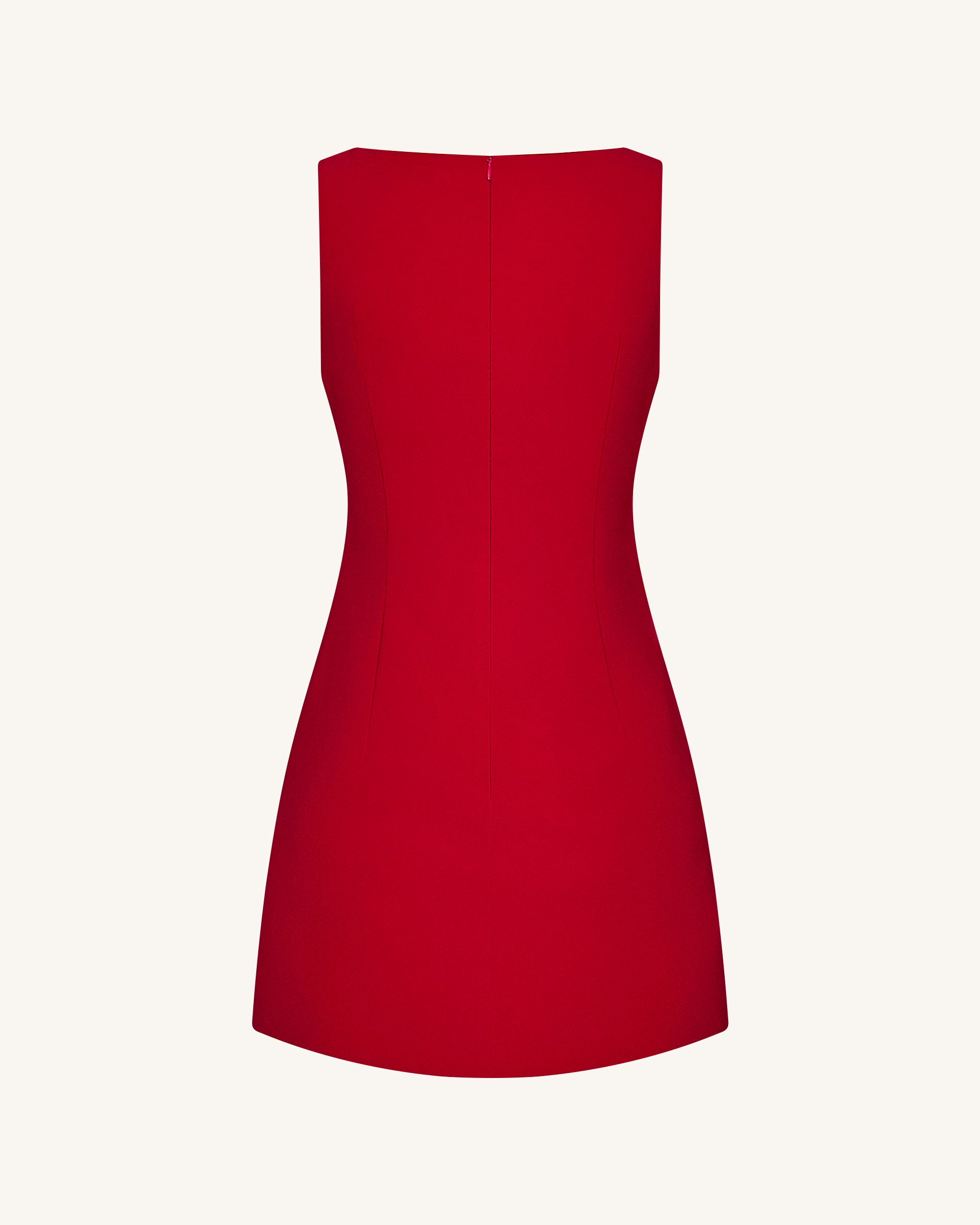 3D Floral-Appliqué Sheath Mini Dress - Red