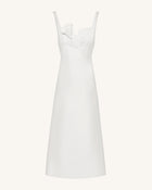3D Vine-Appliqué Asymmetric Sweetheart Gown - White