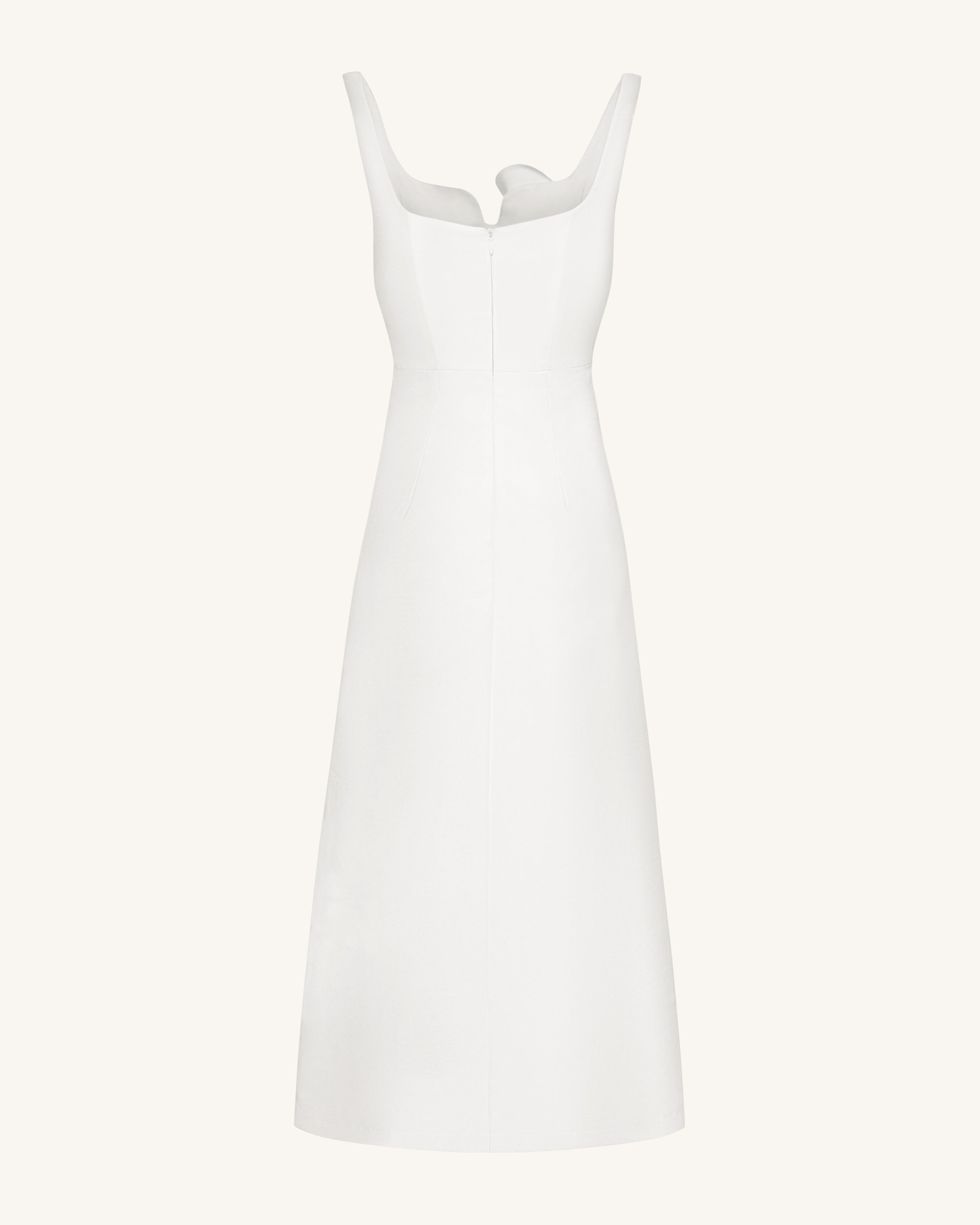 3D Vine-Appliqué Asymmetric Sweetheart Gown - White