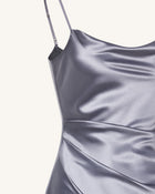 Liquid Satin Cowl-Slit Gown - Silver