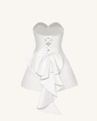 Satin Strapless Bow-Back Mini Dress - White
