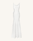 Satin Cowl-Neck Bow-Back Maxi Dress - White