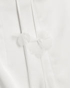 Satin Strappy Maxi Dress with Floral Streamers - White