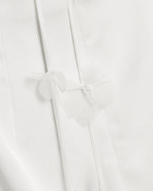 Satin Strappy Maxi Dress with Floral Streamers - White