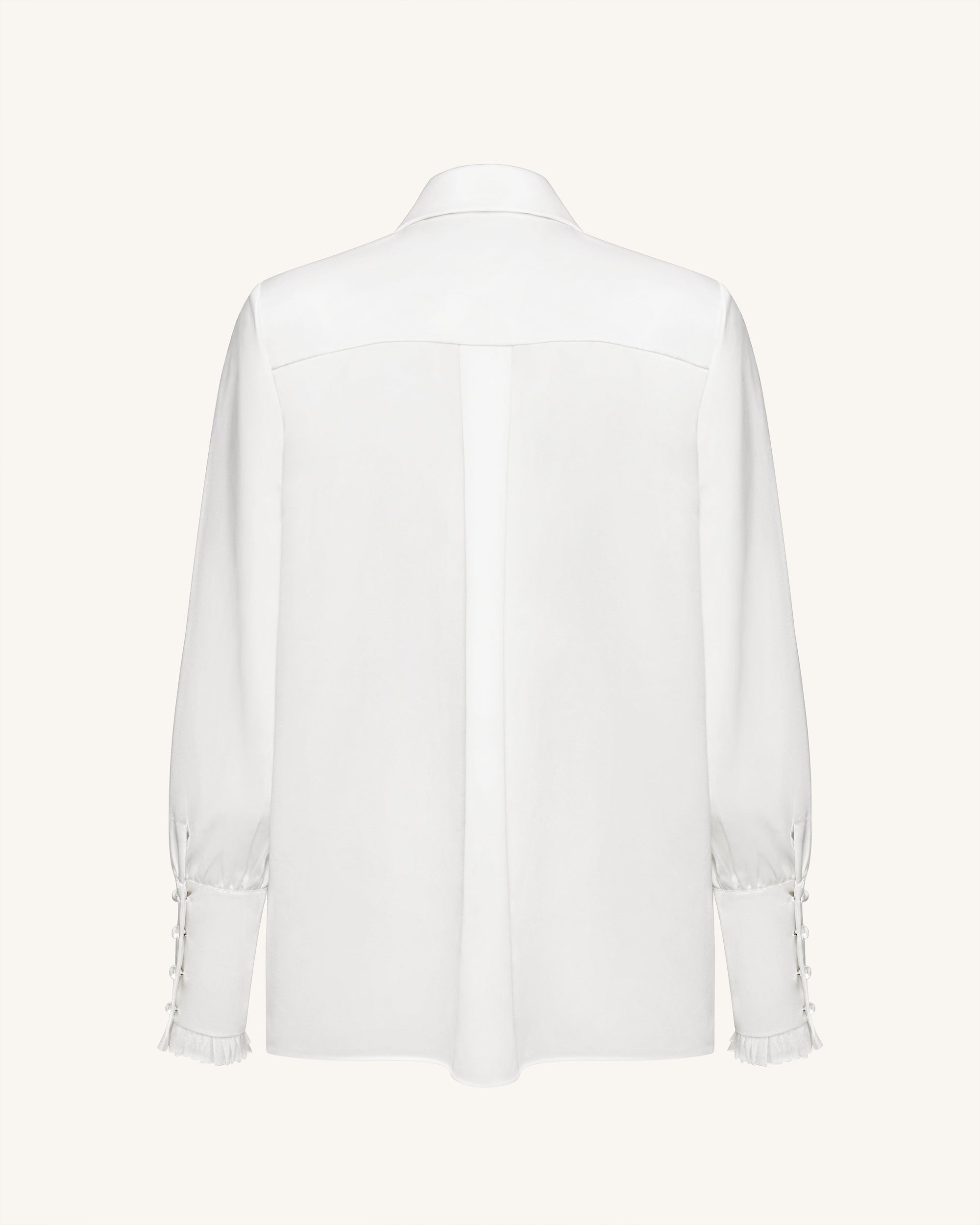 Ribbon Tie Balloon Sleeve Blouse - White
