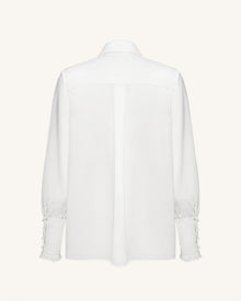 Ribbon Tie Balloon Sleeve Blouse - White