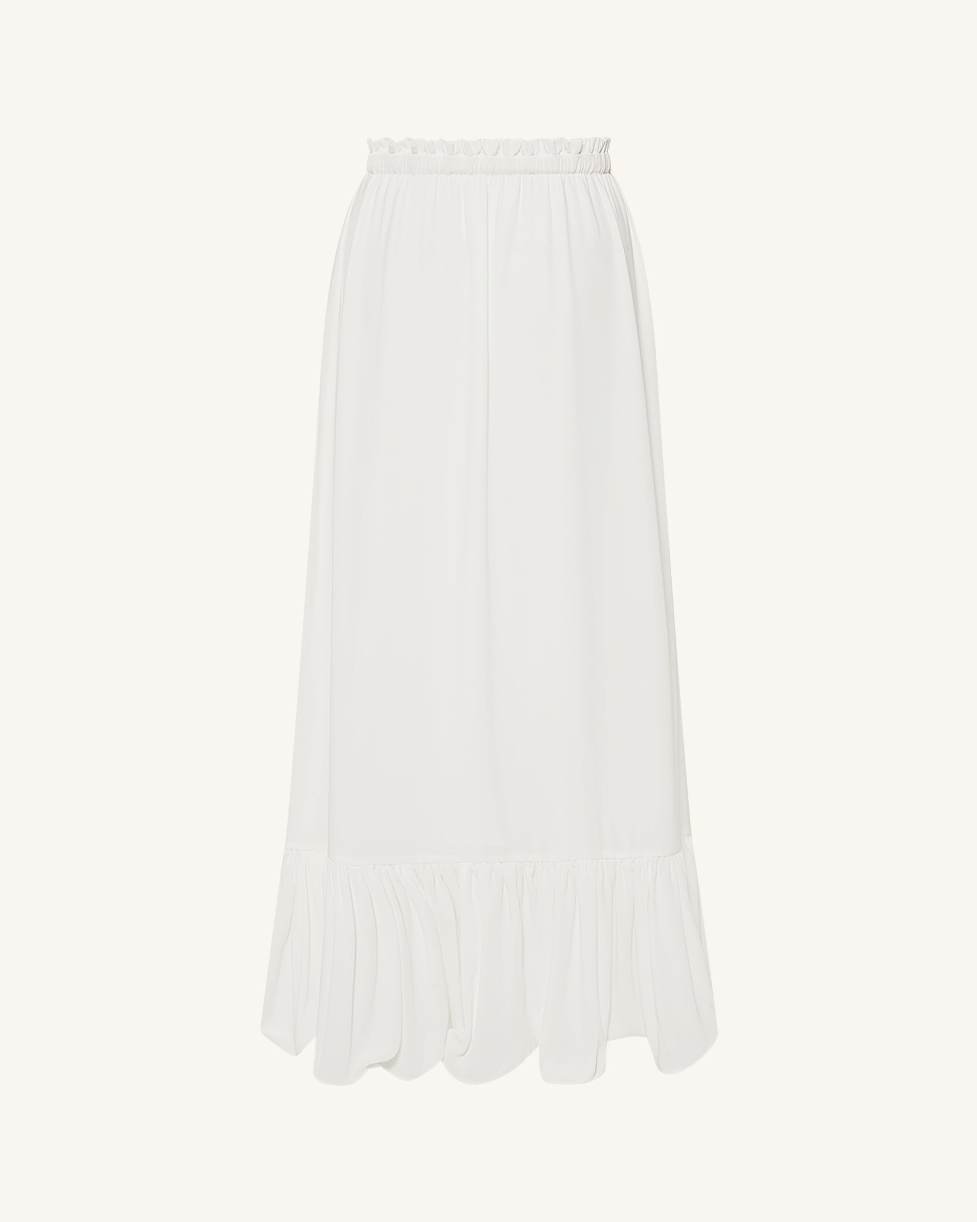 Drawstring Chiffon Maxi Skirt - White