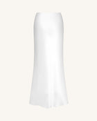 Liquid Satin Mermaid Maxi Skirt - White