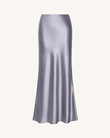 Liquid Satin Mermaid Maxi Skirt - Silver