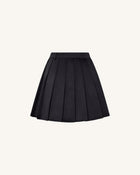 Satin Pleated Mini Skirt - Black