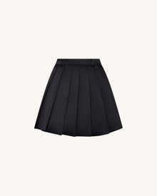 Satin Pleated Mini Skirt - Black