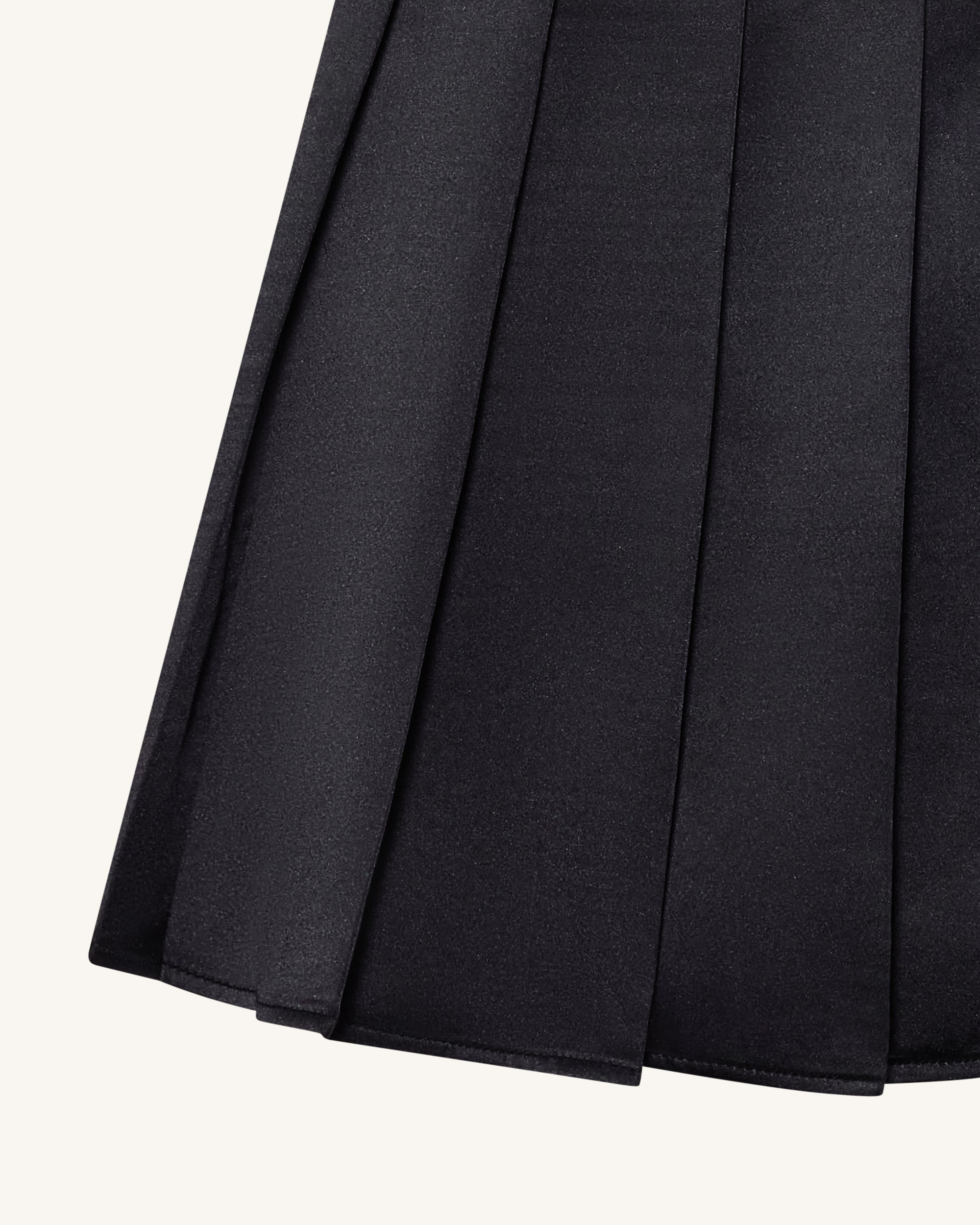 Satin Pleated Mini Skirt - Black