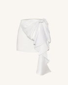 Cascading Bow Mini Skirt - White
