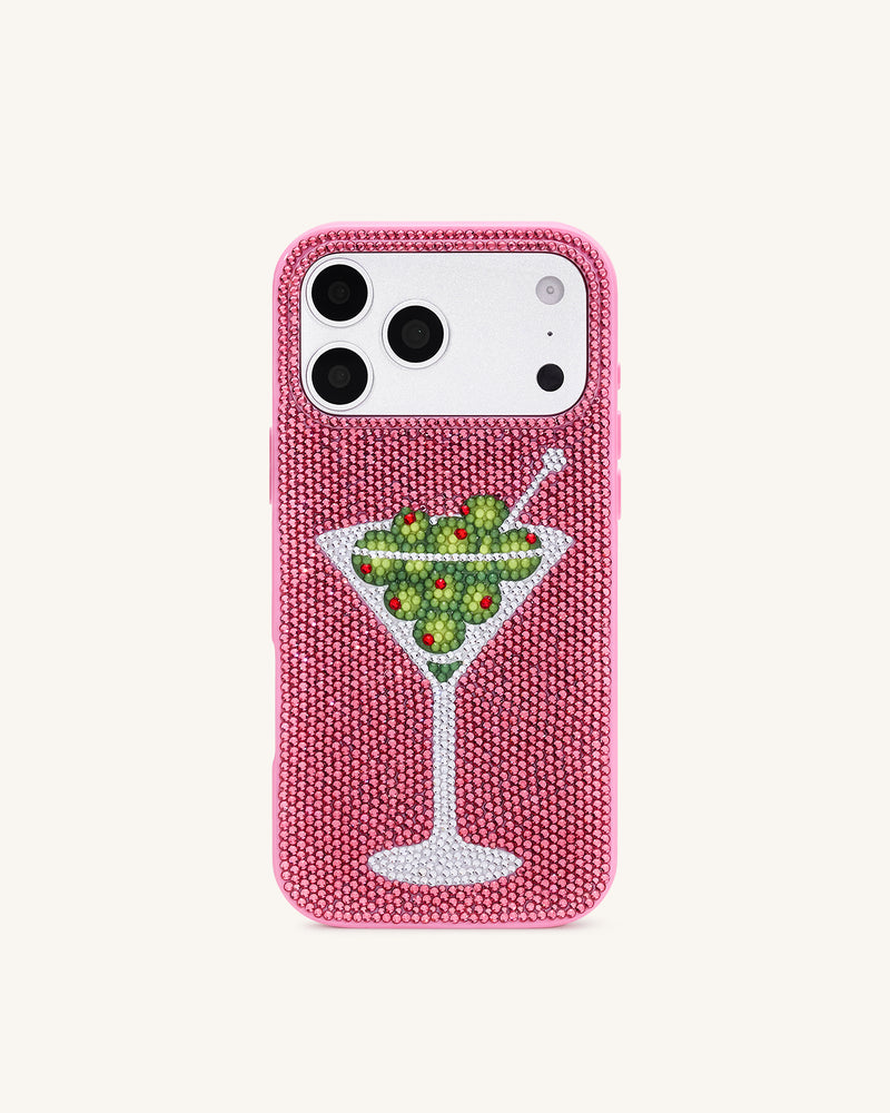 Olive Martini Artificial Crystal Phone Case - Pink