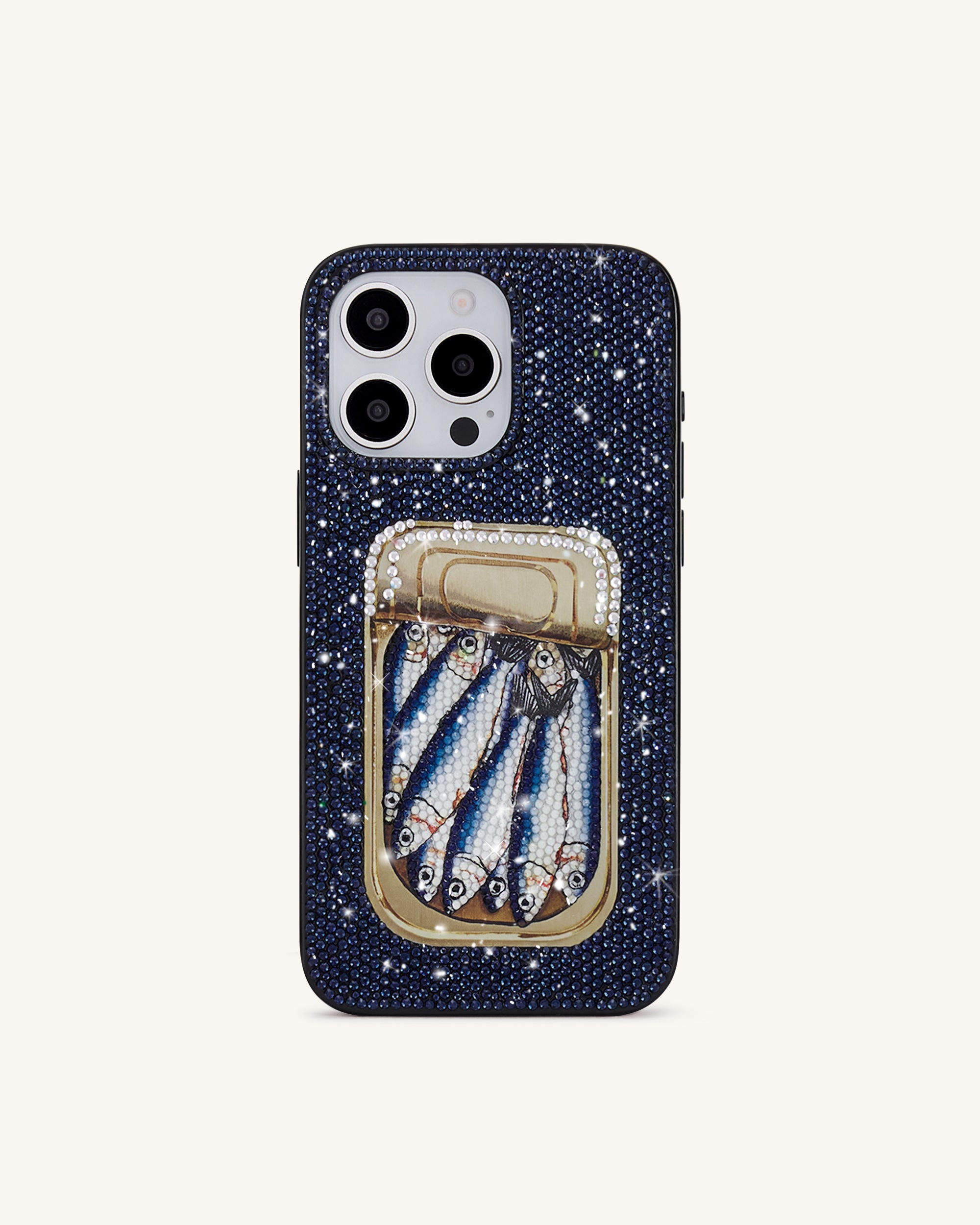 Sardine Tin Artificial Crystal Phone Case - Blue