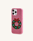 Holiday Wreath Bling Phone Case - Pink
