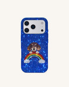 Rainbow Dog Artificial Crystal Phone Case - Blue