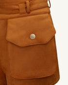 Abigail High-Waisted Utility Shorts - Brown