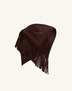 Ariana Asymmetric Fringe Sueded Top - Burgundy