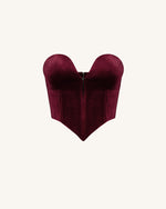 Anna Low-cut Velvet Corset Top - Claret