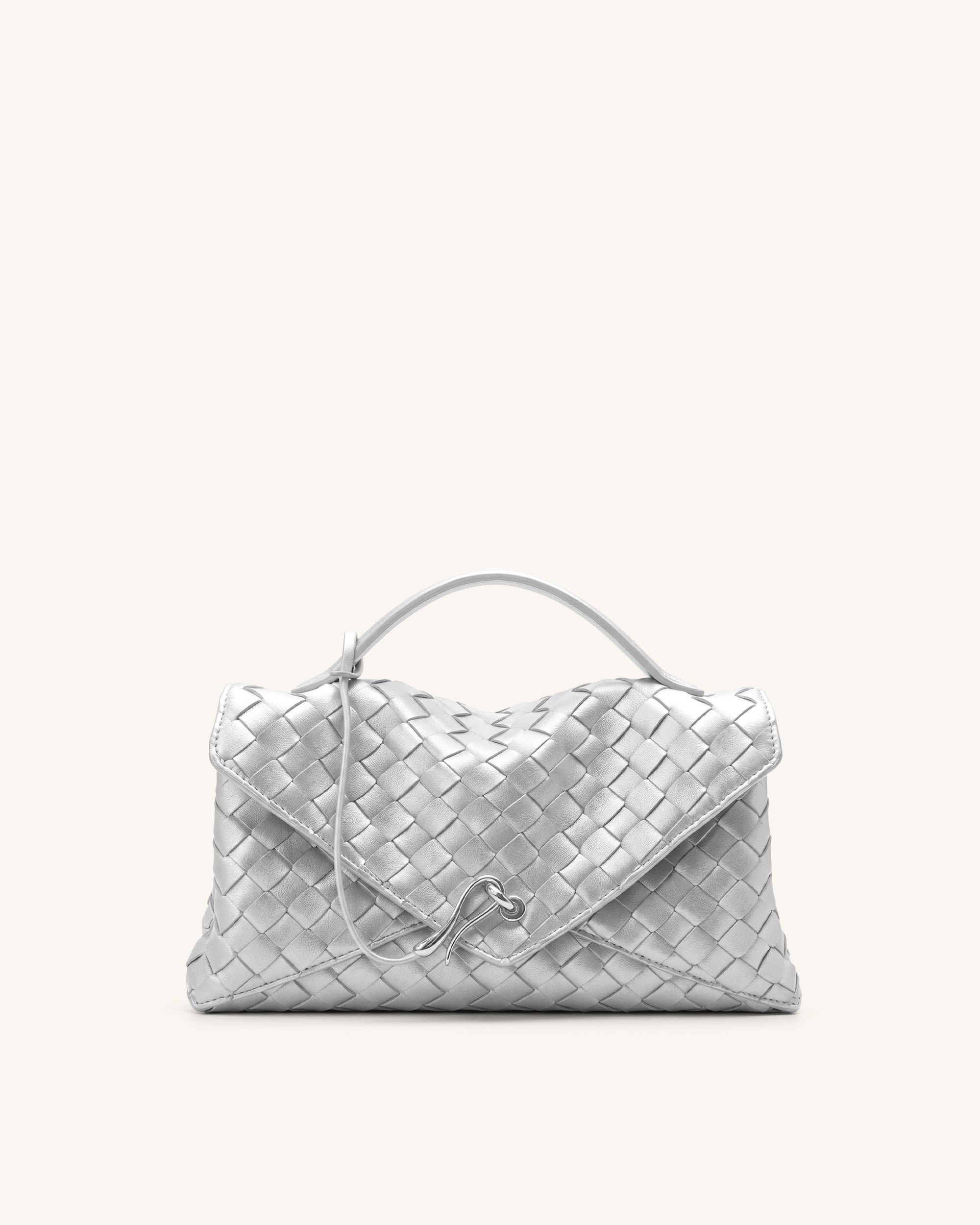 Celeste Woven Envelope Bag - Silver