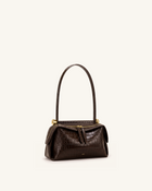 Naomi Double-Zip Shoulder Bag - Brown Croc