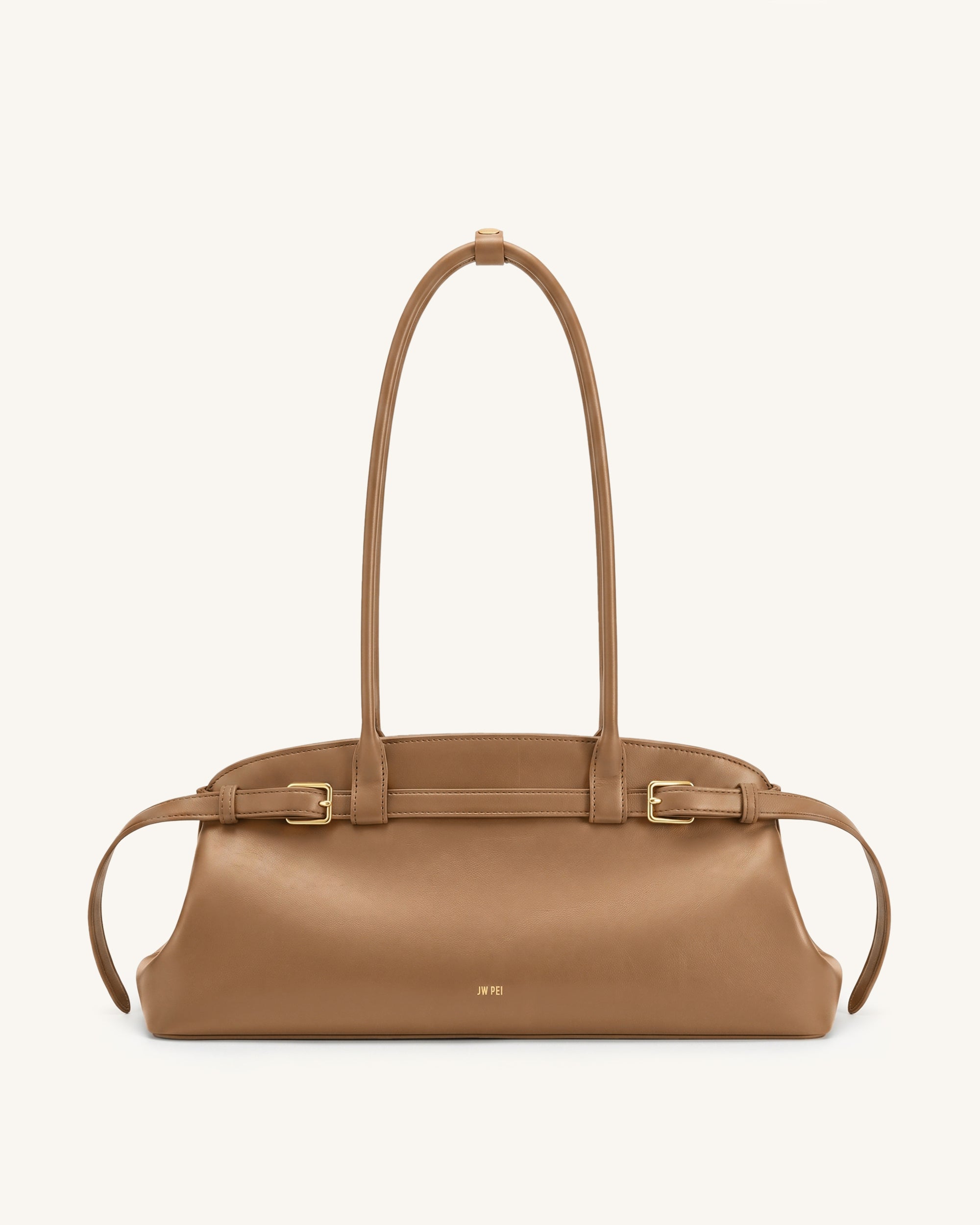 Arden Belt Detail East-West Shoulder Bag - Light Brown