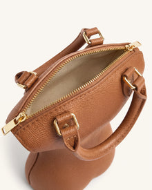 Tara Sculpted Handle Bag - Brown