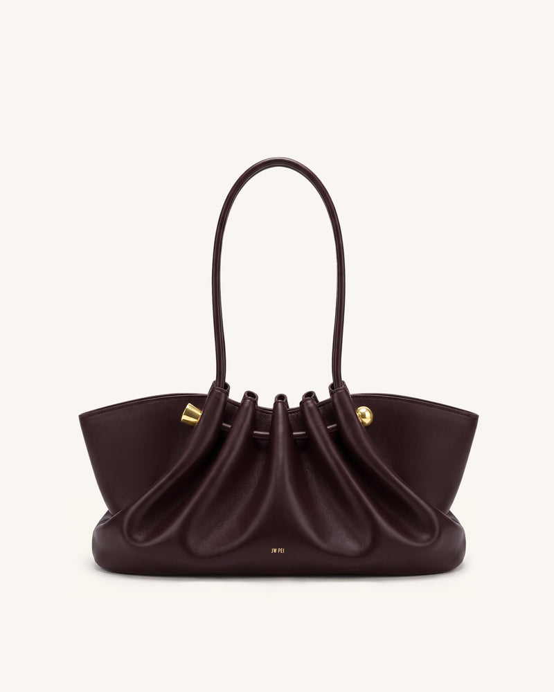Naomi Gathered Long Handle Shoulder Bag - Deep Burgundy