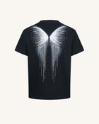 The Gothic Silver Wing Cascade Tee - Black