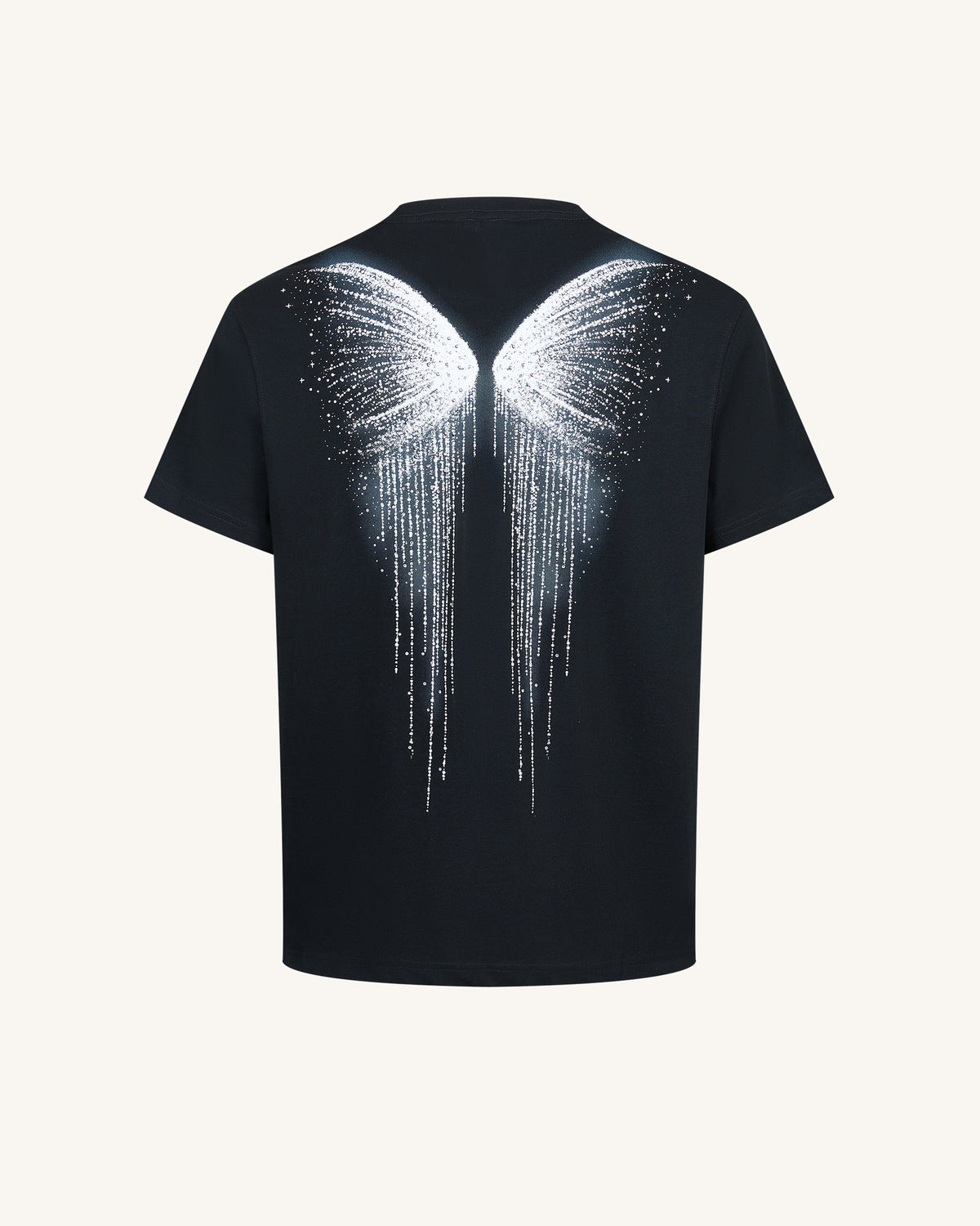 The Gothic Silver Wing Cascade Tee - Black