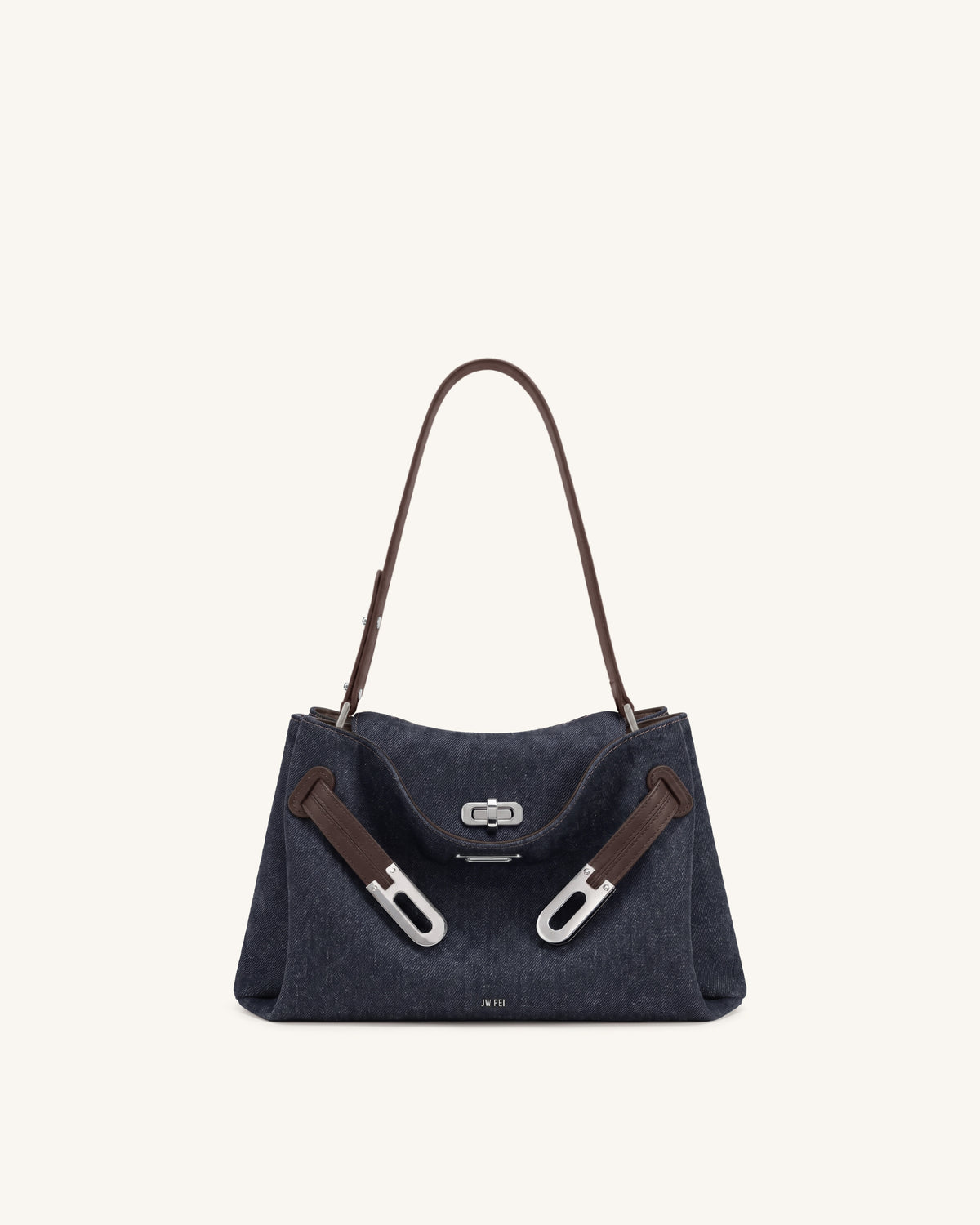 Rhea Double Buckle Shoulder Bag - Ink Blue Denim